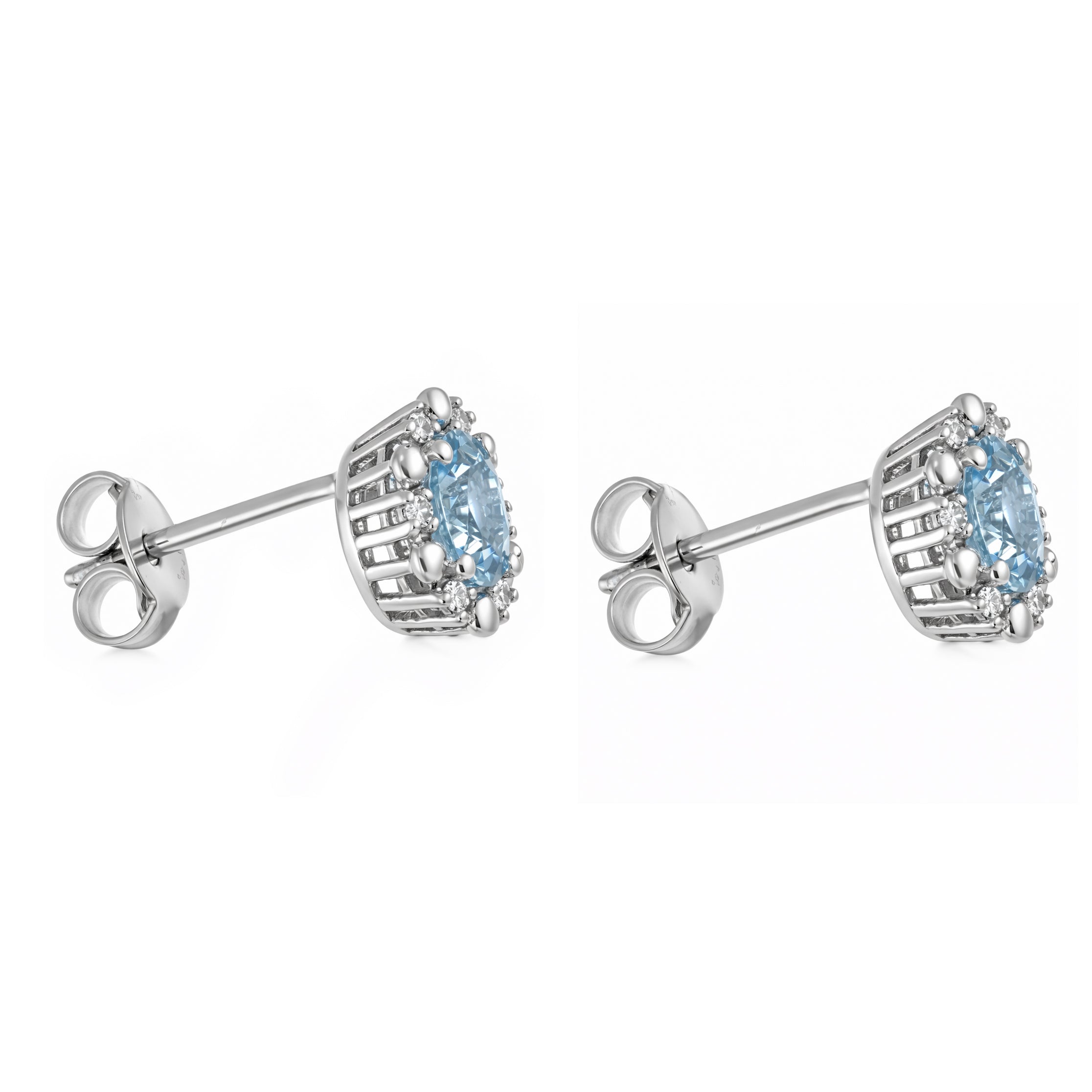 Orecchini - 18 carati Oro bianco - 0.62ct. tw. Acquamarina - Diamante