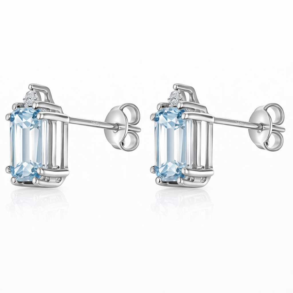 Orecchini - 18 carati Oro bianco - 1.64ct. tw. Acquamarina - Diamante