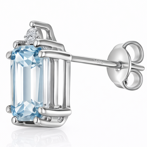 Orecchini - 18 carati Oro bianco - 1.64ct. tw. Acquamarina - Diamante