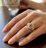 Anello - 18 carati Oro giallo, Oro bianco - 0.34ct. tw. Rubino - Diamante - Made in Italy - Handmade