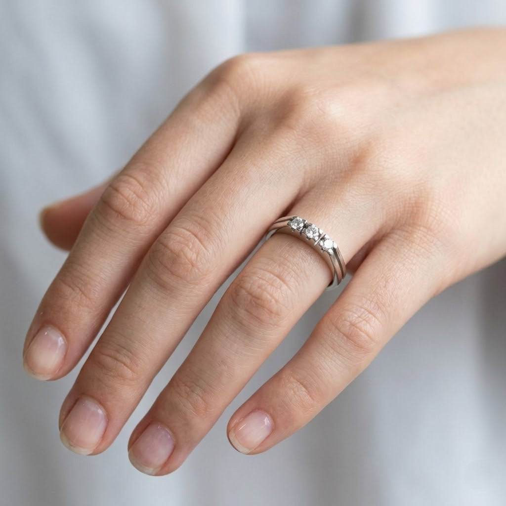 Anello - 18 carati Oro bianco - 0.12ct. tw. Diamante (Naturale)