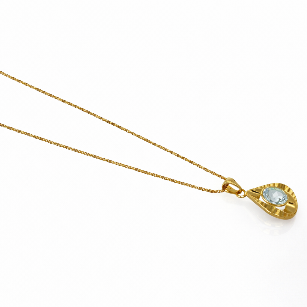 Collana con ciondolo - 18 carati Oro giallo - 1.85ct. tw. Acquamarina