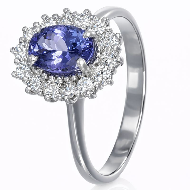 Anello - 18 carati Oro bianco - 1.70ct. tw. Diamante (Naturale) - Tanzanite