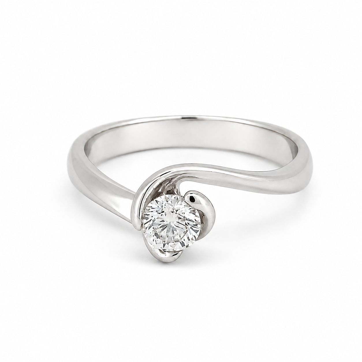 Anello - 18 carati Oro bianco- 0.28ct. tw. Diamante (Naturale) - Made in Italy - HandMade