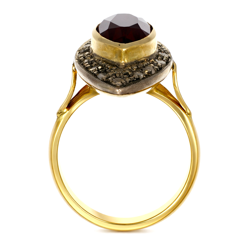 14 carati Oro giallo, Argento 925 - Anello - Rubino- Diamanti