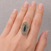 Anello - 18 carati Oro giallo - 0.92ct. tw. Zaffiro - Diamante