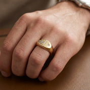 Anello - 18 carati Oro giallo, Oro bianco - 0.02ct. tw. Diamante (Naturale)