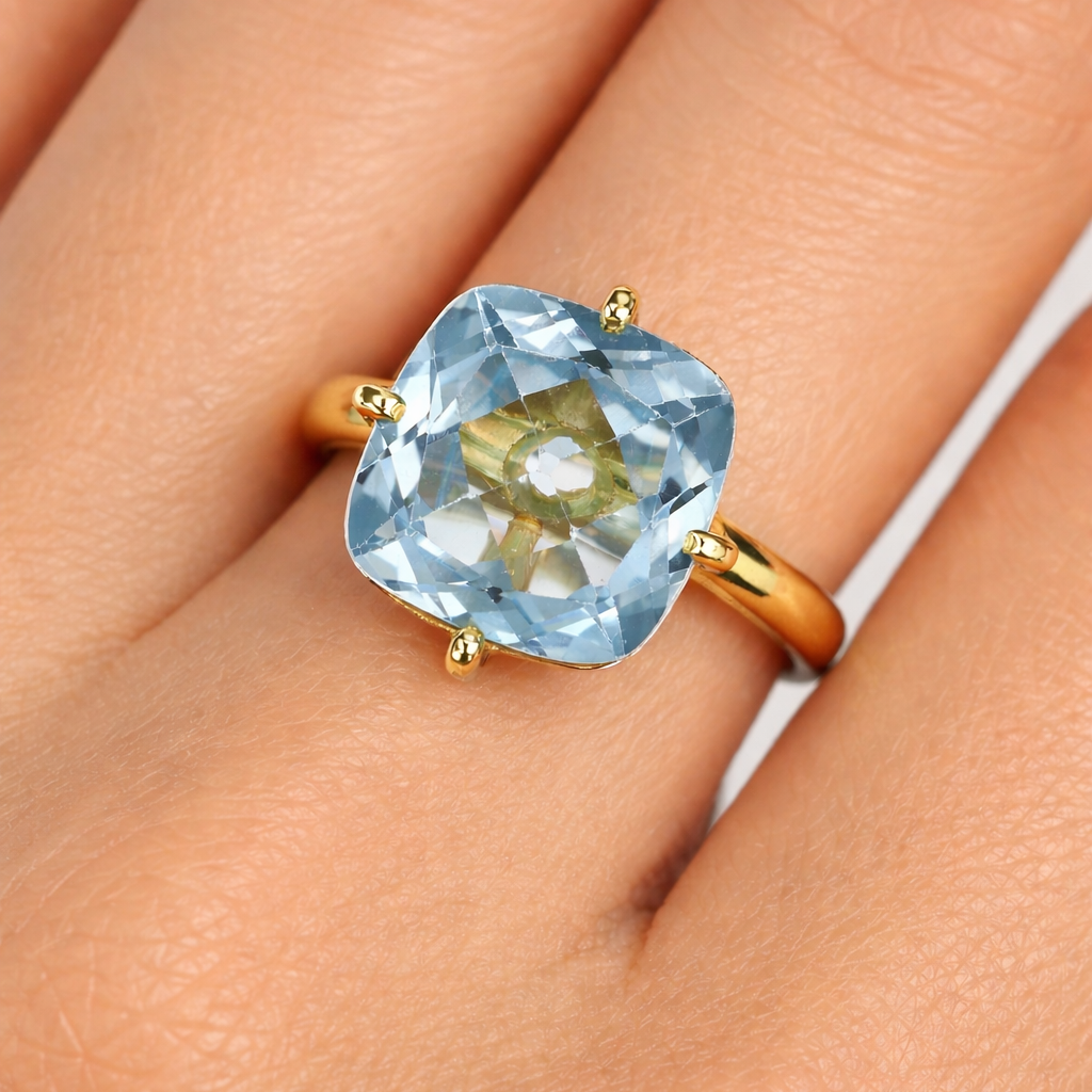 Anello - 18 carati Oro giallo - 12.00ct. tw. Topazio