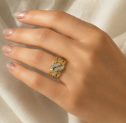 Anello - 18 carati Oro giallo - 0.12ct. tw. Diamante (Naturale) - Made in Italy - HandMade