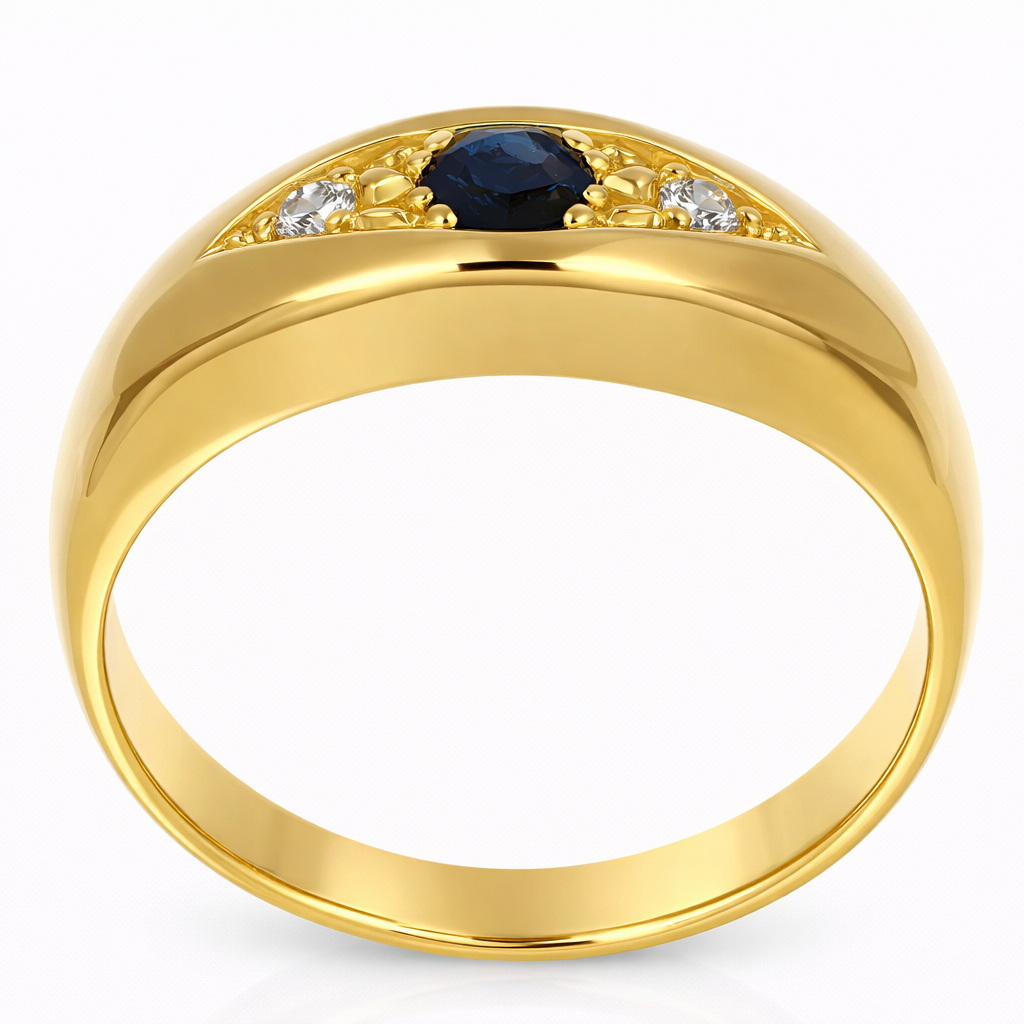 Anello - 18 carati Oro giallo - 0.58ct. tw. Zaffiro - Diamante