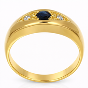 Anello - 18 carati Oro giallo - 0.58ct. tw. Zaffiro - Diamante