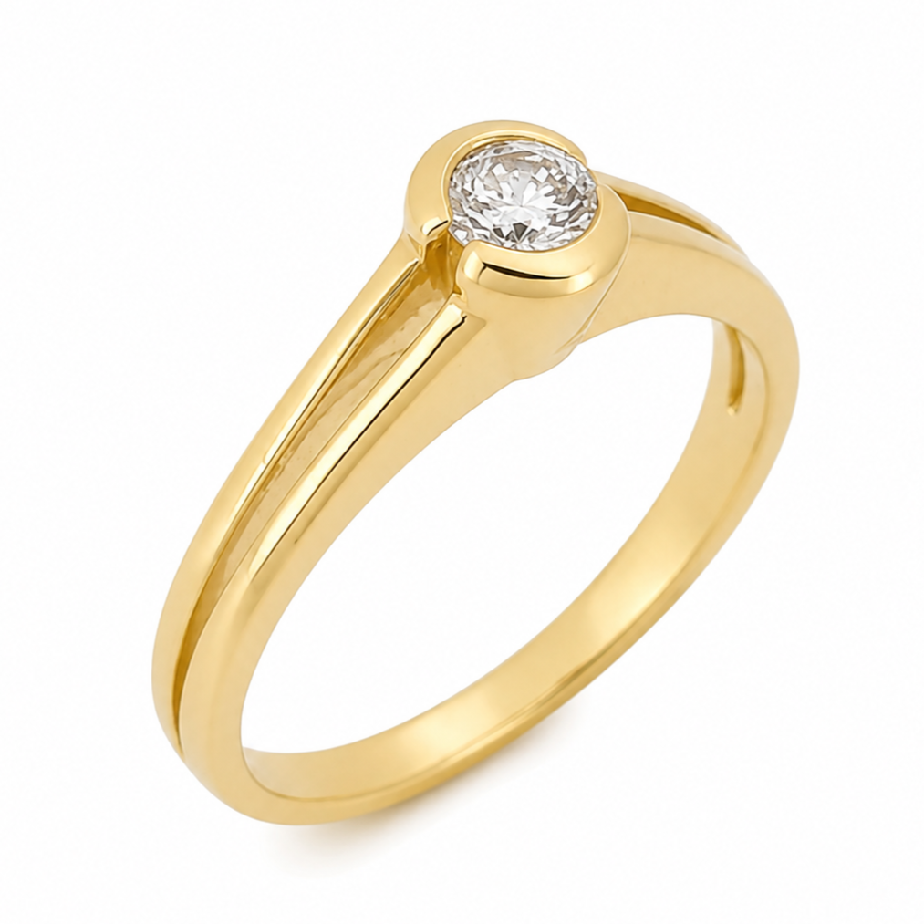 Anello - 18 carati Oro giallo - 0.23ct. tw. Diamante (Naturale) - Made in Italy - Handmade