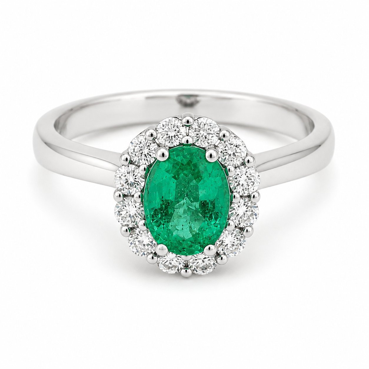 Anello - 18 carati Oro bianco - 1.15ct. tw. Smeraldo - Diamante - Made in Italy - Handmade