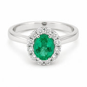 Anello - 18 carati Oro bianco - 1.15ct. tw. Smeraldo - Diamante - Made in Italy - Handmade