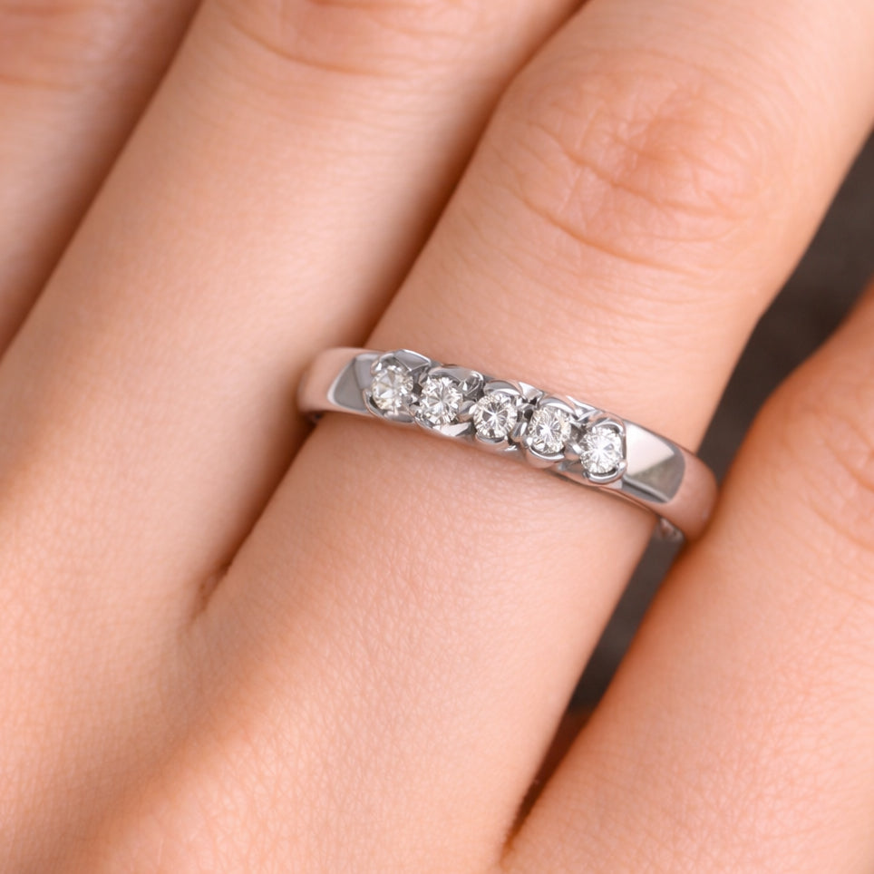 Anello - 18 carati Oro bianco - 0.15ct. tw. Diamante (Naturale)