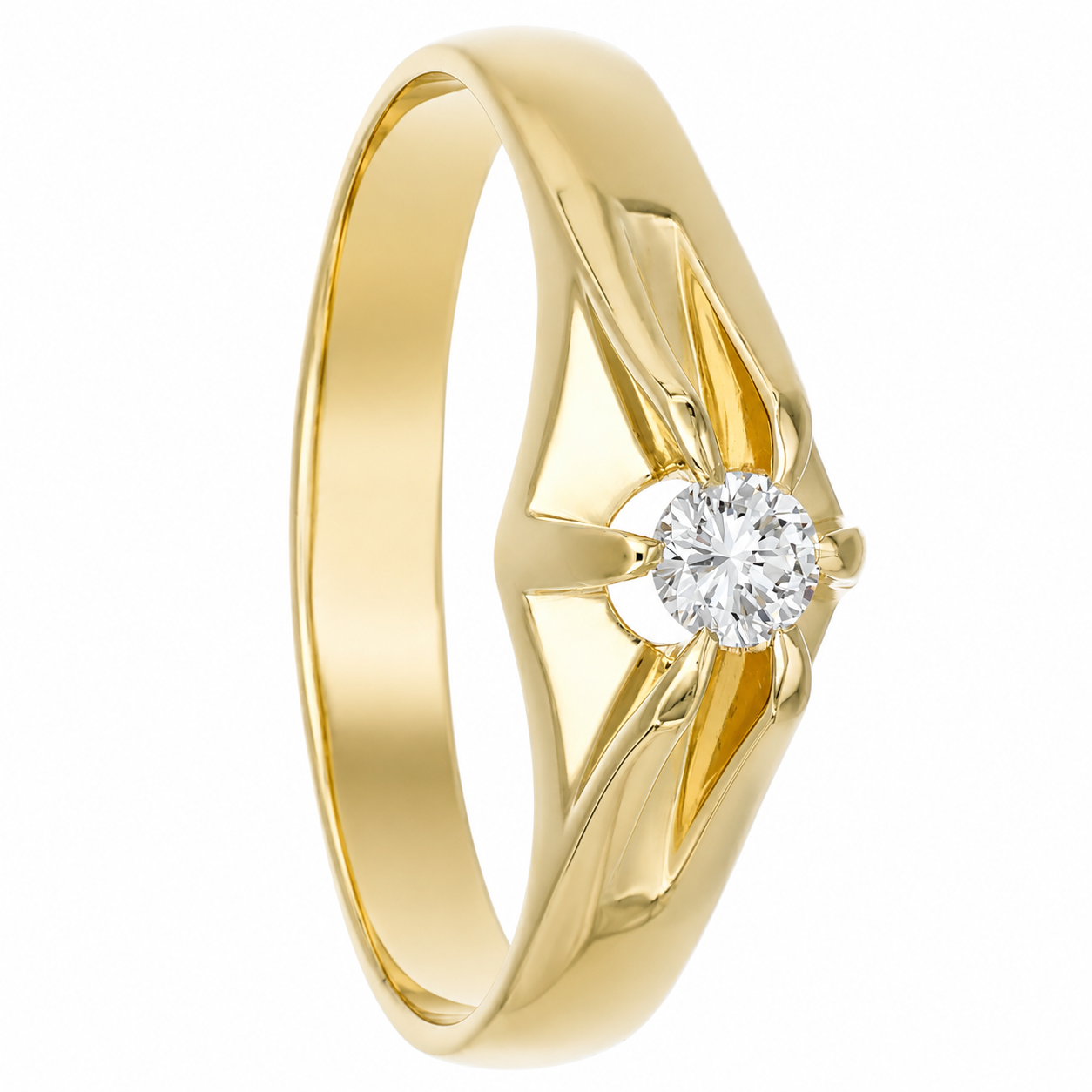 Anello - 18 carati Oro giallo - 0.22ct. tw. Diamante (Naturale) - Made in Italy - Handmade