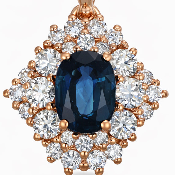 Ciondolo - 18 carati Oro rosa - 1.45ct. tw. Zaffiro - Diamante