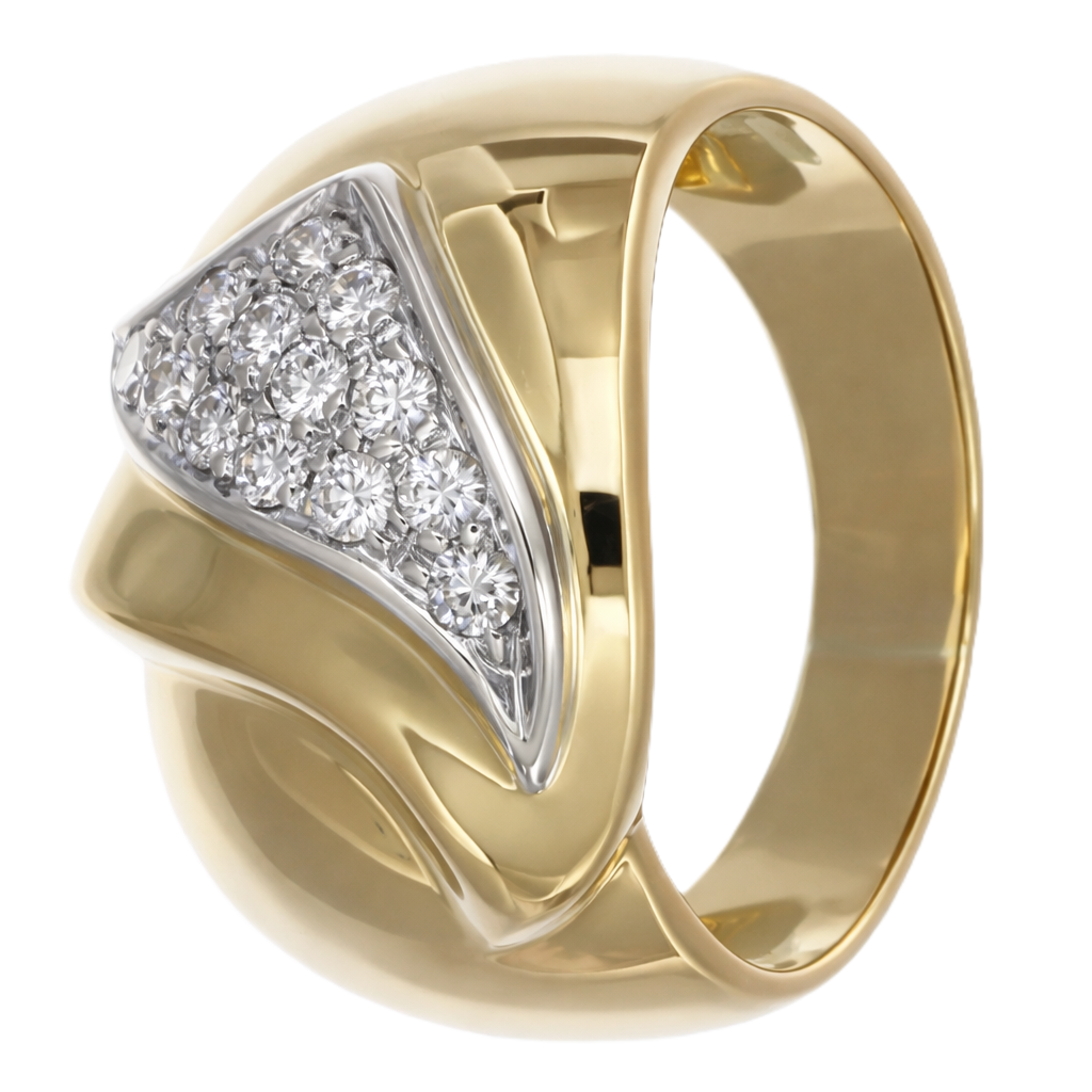 Anello - 18 carati Oro giallo, Oro bianco Diamante (Naturale)