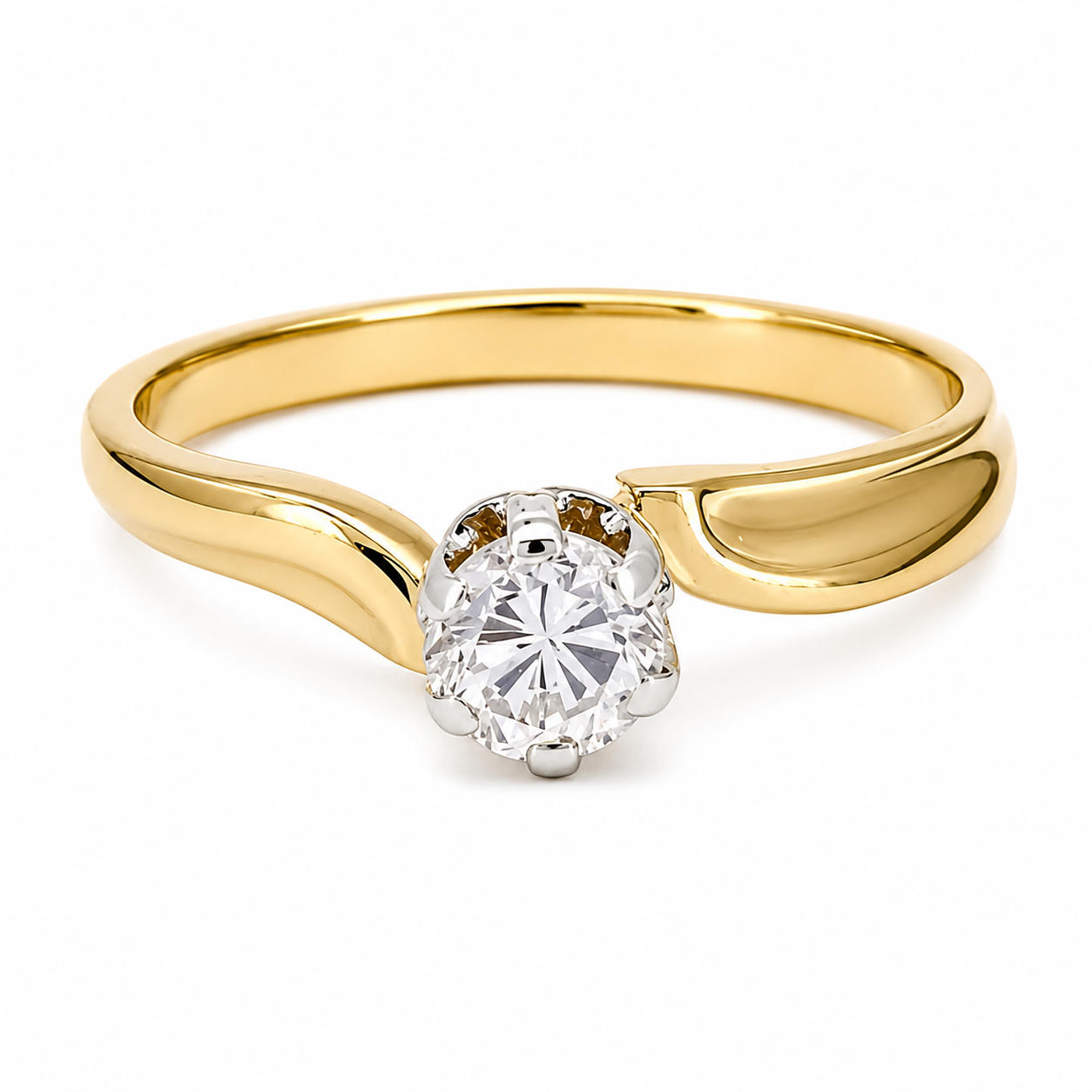 Anello - 18 carati Oro bianco, Oro giallo- 0.45ct. tw. Diamante (Naturale) - Made in Italy - Handmade