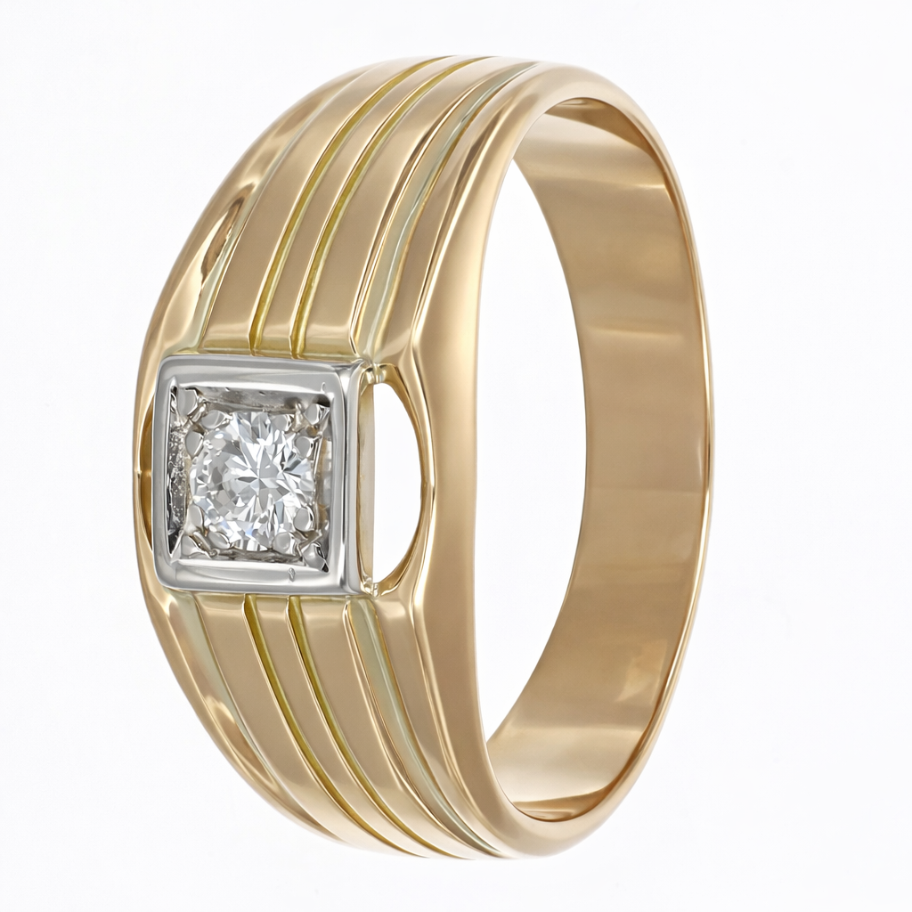 Anello - 18 carati Oro giallo, Oro bianco - 0.22ct. tw. Diamante (Naturale)