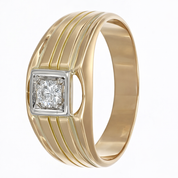 Anello - 18 carati Oro giallo, Oro bianco - 0.22ct. tw. Diamante (Naturale)