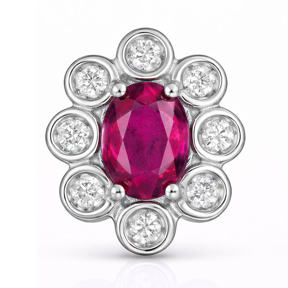 Orecchini - 18 carati Oro bianco - 1.52ct. tw. Rubino - Diamante