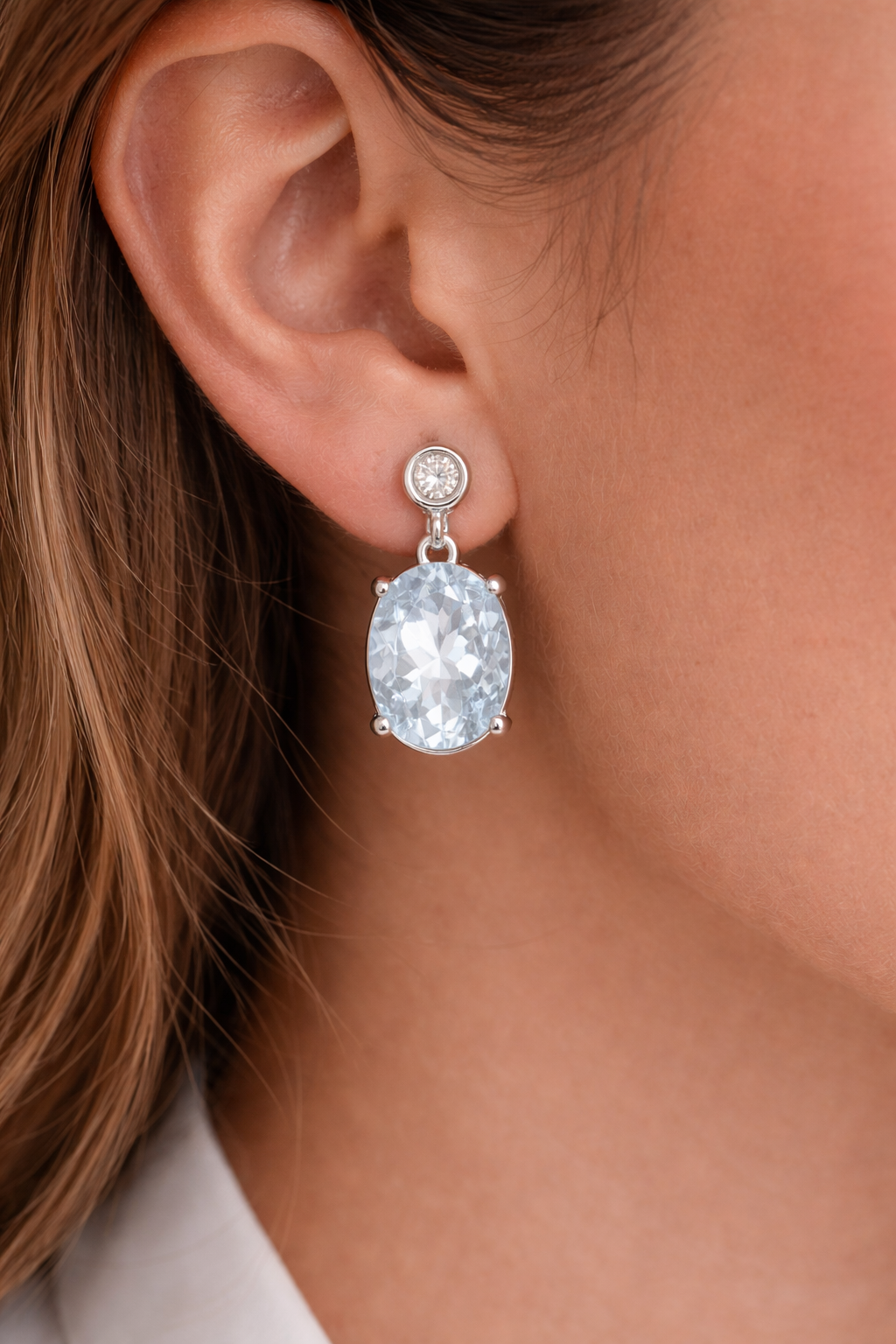 Orecchini - 18 carati Oro bianco - 4.80ct. tw. Acquamarina - Diamante