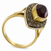 14 carati Oro giallo, Argento 925 - Anello - Rubino- Diamanti