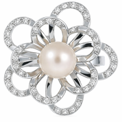 Anello - 18 carati Oro bianco - 0.25ct. tw. Diamante (Naturale) - Perla