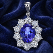 Ciondolo - 18 carati Oro bianco - 2.95ct. tw. Tanzanite - Diamante