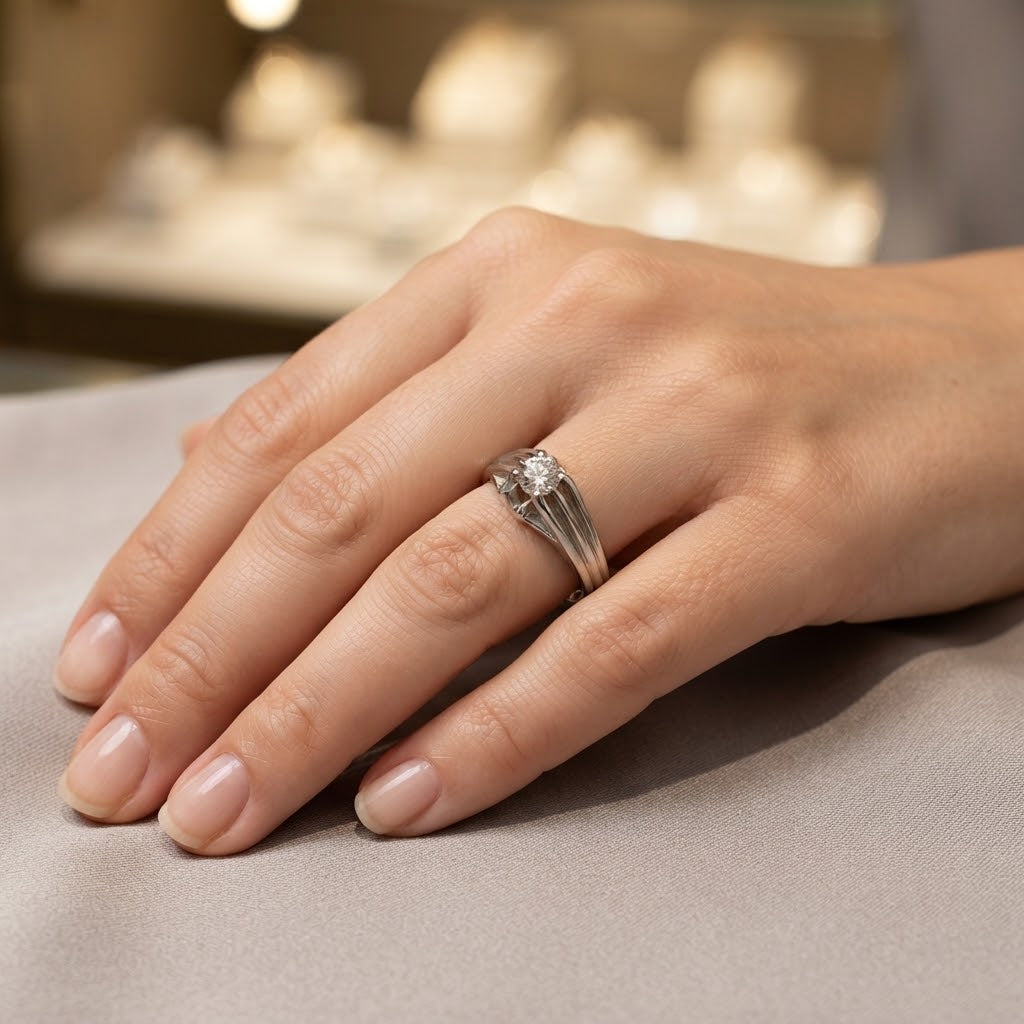 Anello - 18 carati Oro bianco- 0.33ct. tw. Diamante (Naturale) - Made in Italy - Handmade