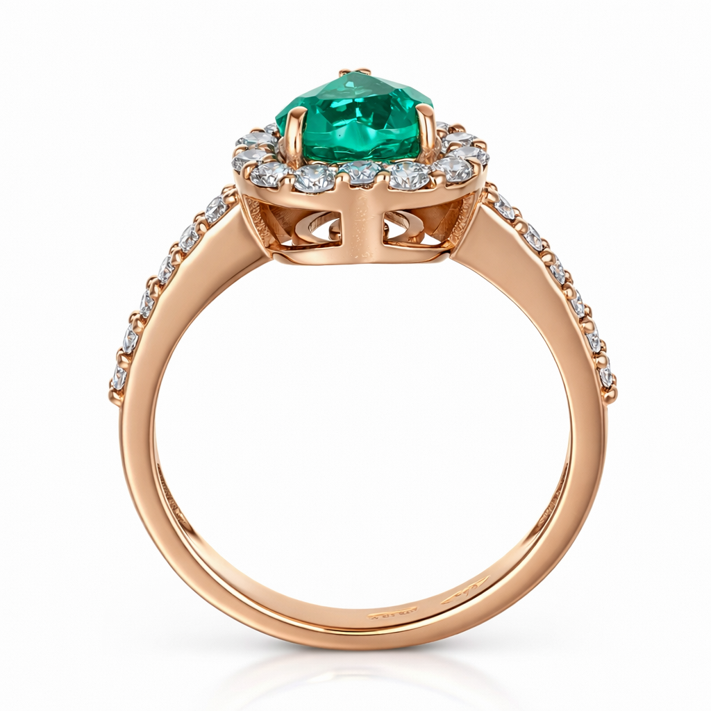 Anello - 18 carati Oro rosa - 1.62ct. tw. Smeraldo - Diamante