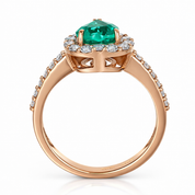 Anello - 18 carati Oro rosa - 1.62ct. tw. Smeraldo - Diamante