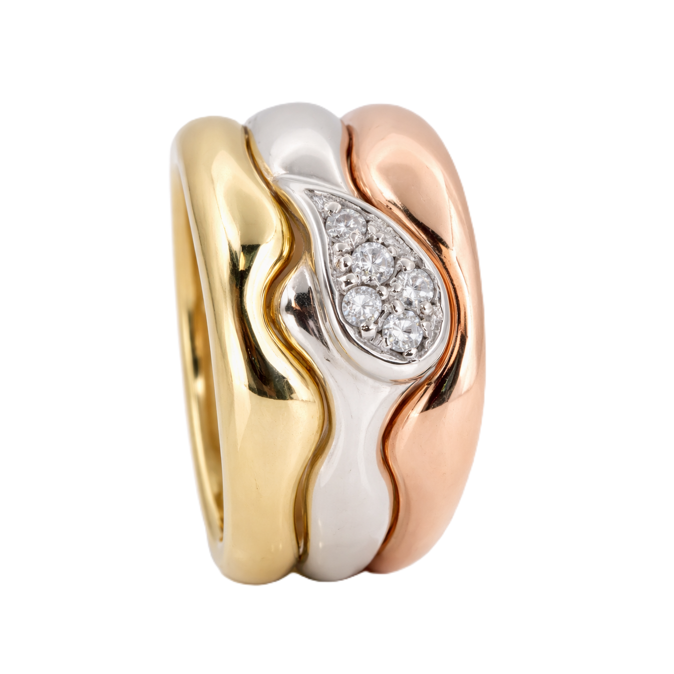 Anello - 18 carati Oro bianco, Oro giallo, Oro rosa - 0.25ct. tw. Diamante (Naturale)