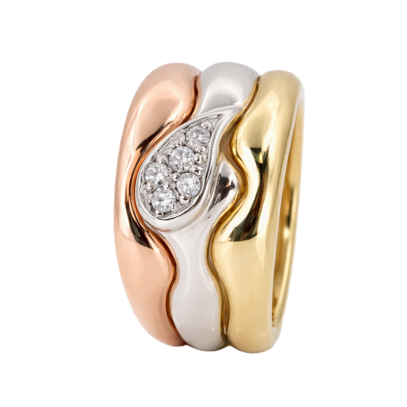 Anello - 18 carati Oro bianco, Oro giallo, Oro rosa - 0.25ct. tw. Diamante (Naturale)