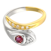 Anello - 18 carati Oro giallo, Oro bianco - 0.34ct. tw. Rubino - Diamante