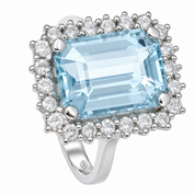 Anello - 18 carati Oro bianco - 6.01ct. tw. Acquamarina - Diamante - Made in Italy - Handmade