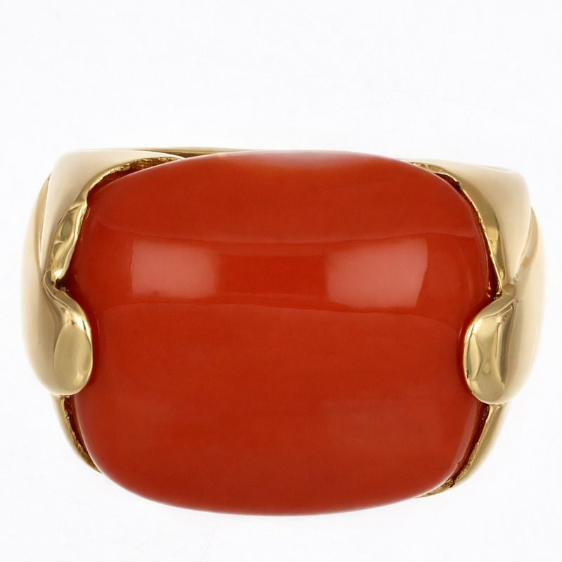 Anello - 18 carati Oro giallo Corallo