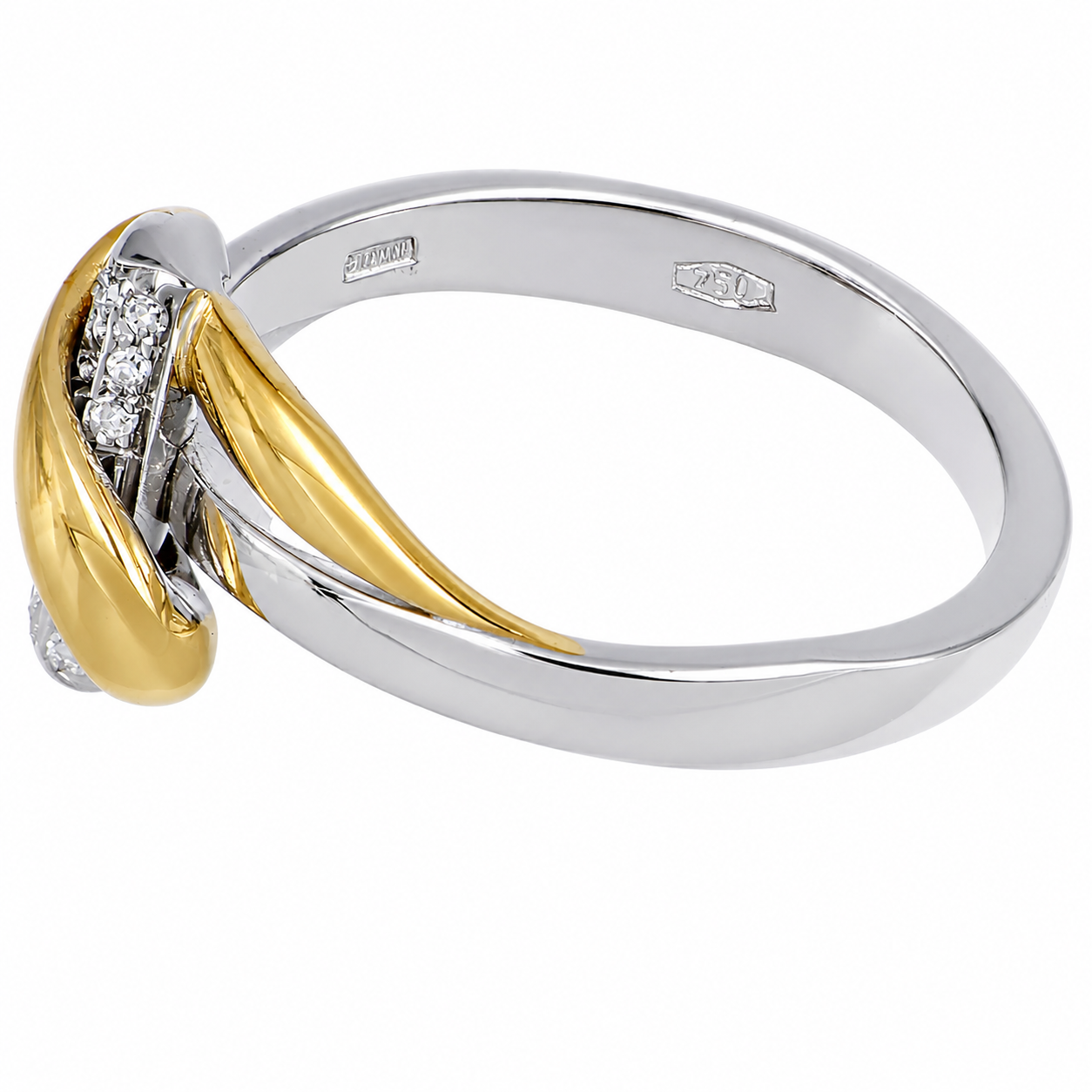 Anello - 18 carati Oro bianco, Oro giallo - 0.04ct. tw. Diamante (Naturale) - Made in Italy - Handmade