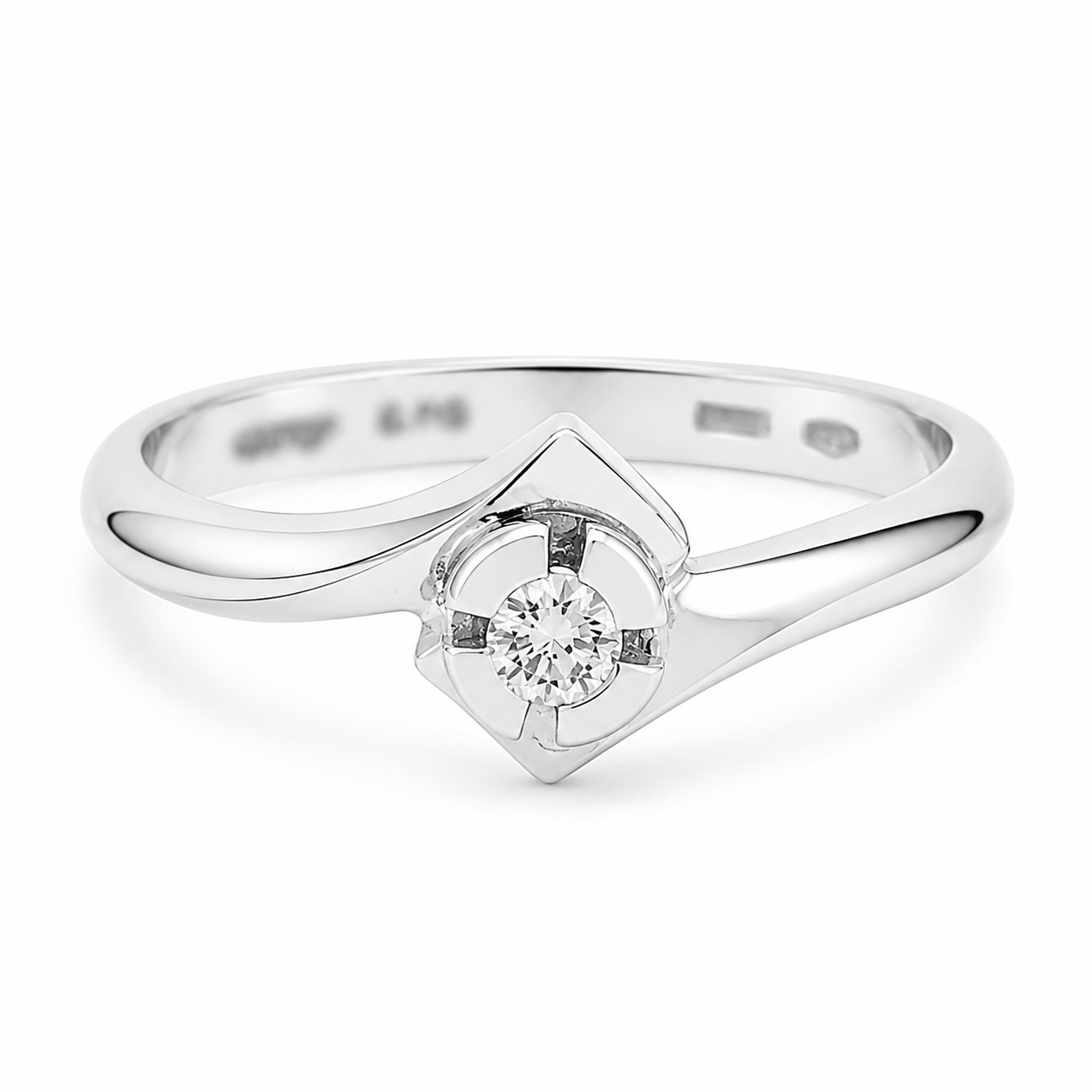 Anello - 18 carati Oro bianco - 0.10ct. tw. Diamante (Naturale)