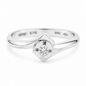 Anello - 18 carati Oro bianco - 0.10ct. tw. Diamante (Naturale)