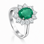 Anello - 18 carati Oro bianco - 2.00ct. tw. Smeraldo - Diamante