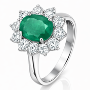 Anello - 18 carati Oro bianco - 2.00ct. tw. Smeraldo - Diamante