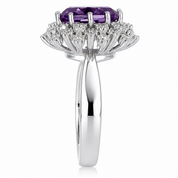 Anello - 18 carati Oro bianco- 3.05ct. tw. Ametista - Diamante - Made in Italy - Handmade