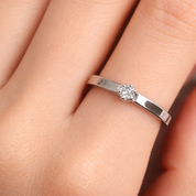 Anello - 18 carati Oro bianco - 0.11ct. tw. Diamante (Naturale)