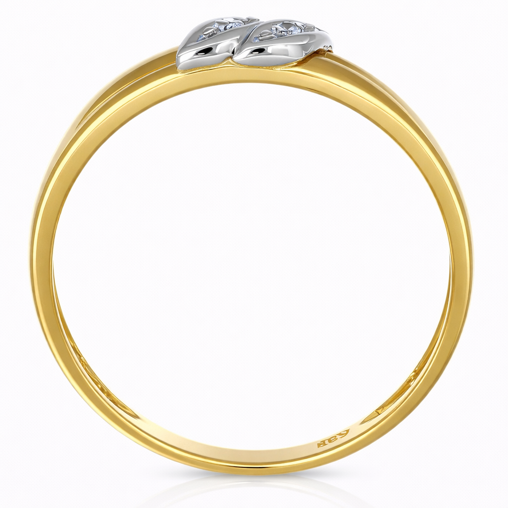 Anello - 18 carati Oro giallo, Oro bianco Diamante (Naturale)