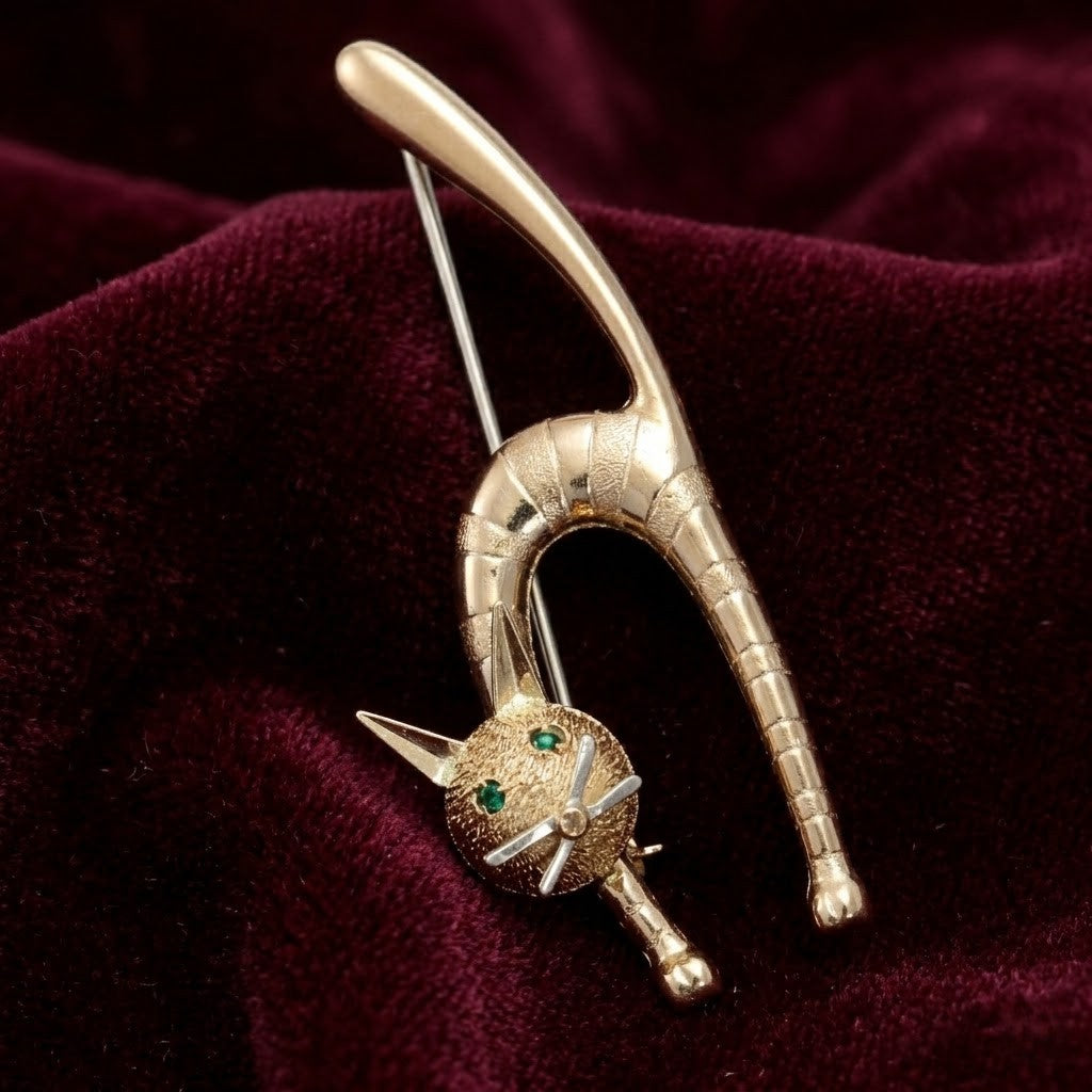 Spilla - 18 carati Oro giallo - 0.02ct. tw. Smeraldo