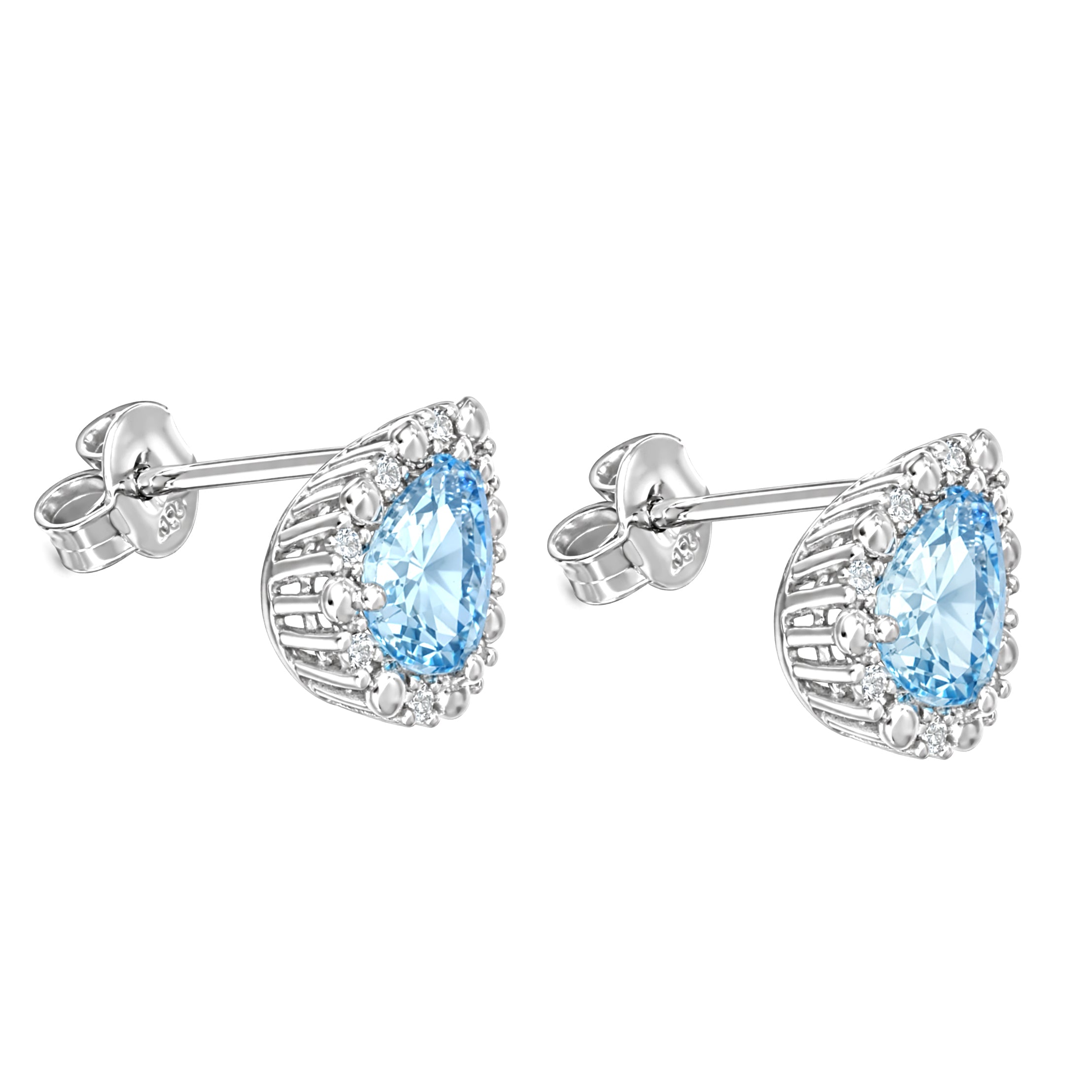 Orecchini - 18 carati Oro bianco - 1.05ct. tw. Diamante (Naturale) - Acquamarina
