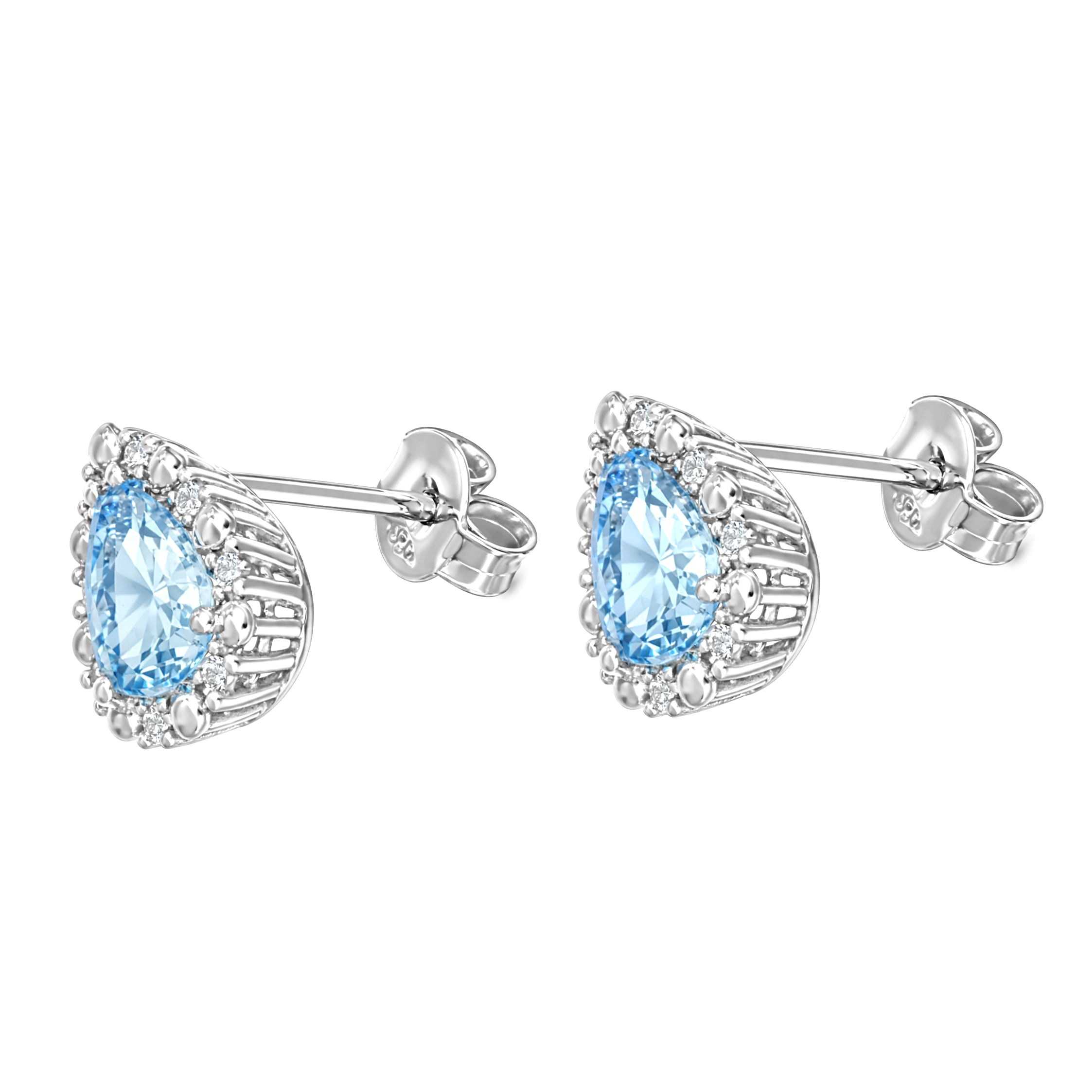 Orecchini - 18 carati Oro bianco - 1.05ct. tw. Diamante (Naturale) - Acquamarina