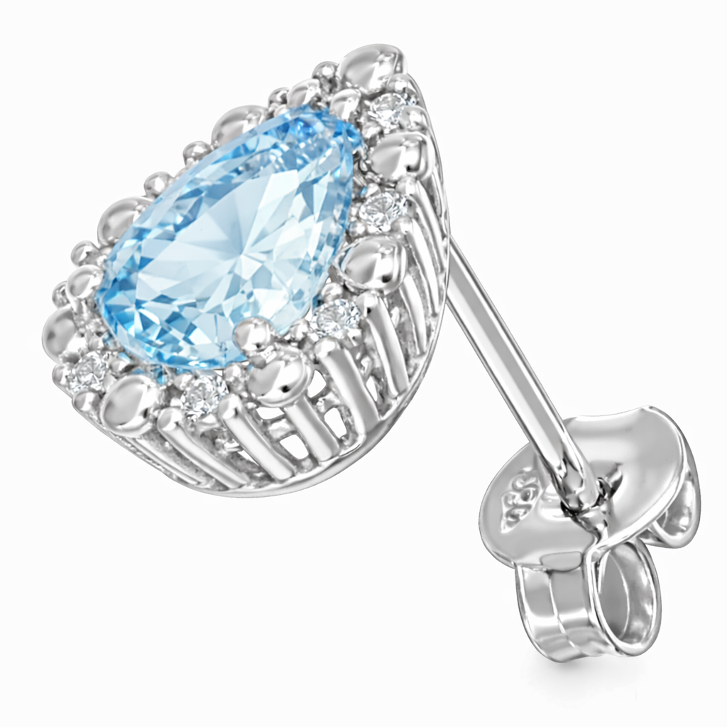 Orecchini - 18 carati Oro bianco - 1.05ct. tw. Diamante (Naturale) - Acquamarina